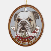 Bulldog Poker Face Keramik Ornament (Links)