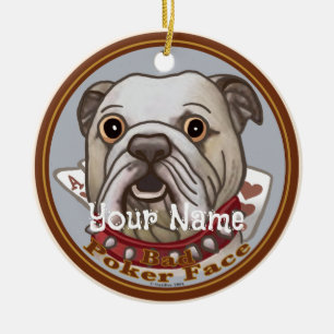 Bulldog Pokerface Keramik Ornament