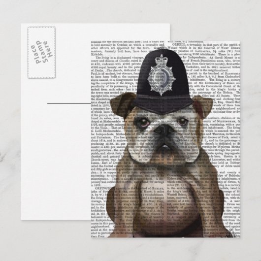 Bulldog Policeman Postkarte (Vorne/Hinten)