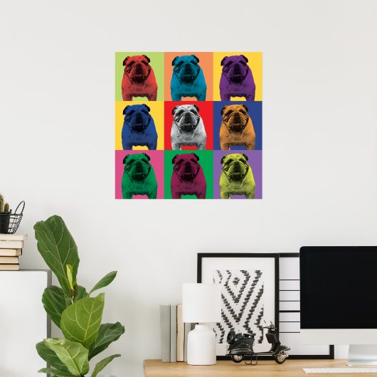 Bulldog-Pop-Art-Poster Poster (Heimbüro)