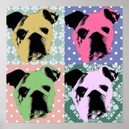 Bulldog Pop Art Print Poster (Vorne)
