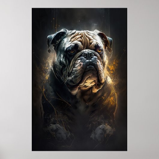 Bulldog Portrait Animal Nature Painting Poster (Vorne)