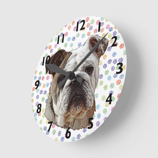 Bulldog Portrait Clock Runde Wanduhr (Winkel)