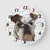 Bulldog Portrait Clock Runde Wanduhr (Vorderseite)