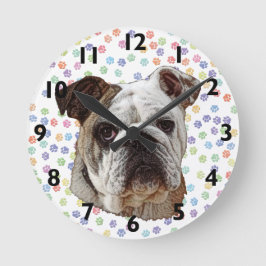 Bulldog Portrait Clock Runde Wanduhr