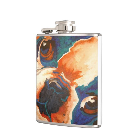 Bulldog-Portrait Flachmann (Links)