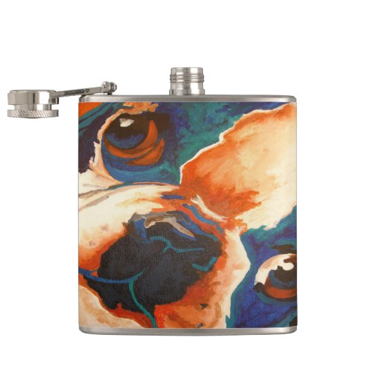 Bulldog-Portrait Flachmann (Geöffnet)