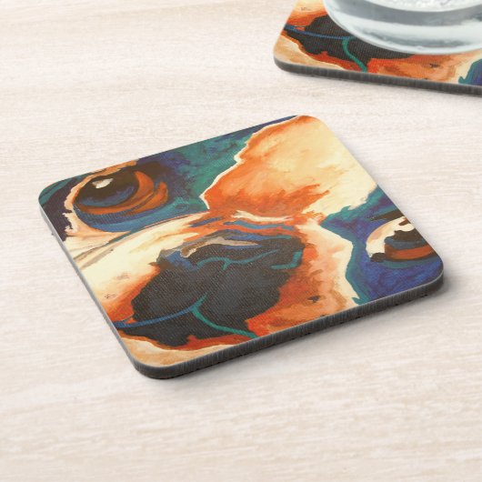 Bulldog-Portrait Getränkeuntersetzer (Linke Seite)