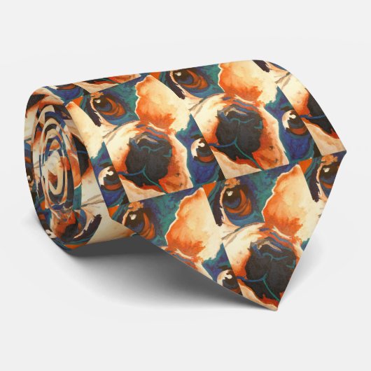 Bulldog-Portrait Krawatte (Gerollt)