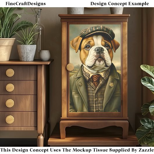 Bulldog Portrait, Landschaft CH2 Decoupage Seidenpapier