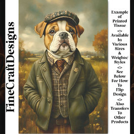 Bulldog Portrait, Landschaft CH2 Decoupage Seidenpapier