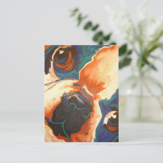 Bulldog-Portrait Postkarte (Stehend Vorderseite)
