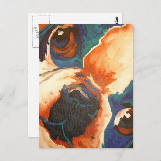 Bulldog-Portrait Postkarte (Vorne/Hinten)