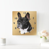 Bulldog-Portrait Quadratische Wanduhr (Zuhause)
