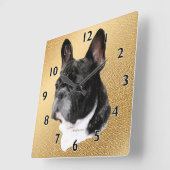 Bulldog-Portrait Quadratische Wanduhr (Winkel)