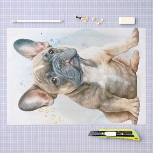 Bulldog-Portrait Seidenpapier (Handwerk)