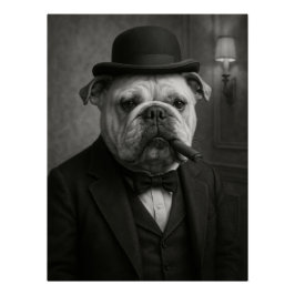 Bulldog Portrait "Sir Paws-ton Churchill" Art Poster