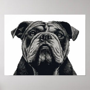 Bulldog-Porträt – Vintage-Hundeillustration Poster