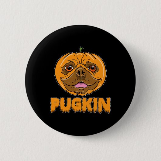 Bulldog Pumpkin Frenchie Pugkin Halloween Button (Vorderseite)