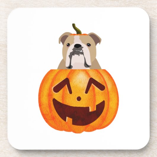 Bulldog Pumpkin Getränkeuntersetzer (Vorderseite)