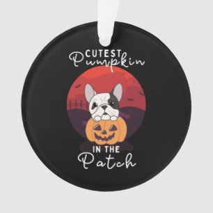 Bulldog Pumpkin Hunde Niedlicher Kürbis in den Pat Ornament