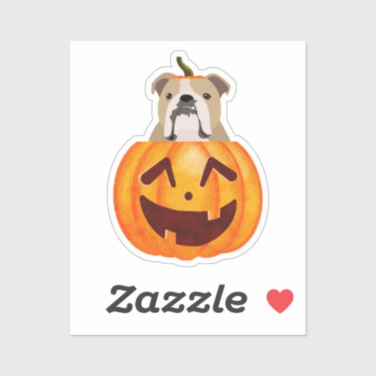 Bulldog Pumpkin-Sticker Aufkleber (Blatt)