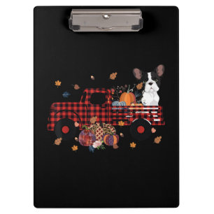 Bulldog Pumpkin Truck Erntedank Halloween Klemmbrett