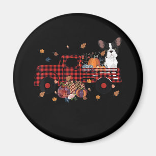 Bulldog Pumpkin Truck Erntedank Halloween Magnet