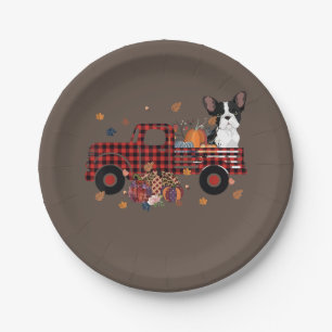 Bulldog Pumpkin Truck Erntedank Halloween Pappteller