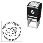 Bulldog Puppy Dog "From the Library" Buchname Permastempel (Beispiel)