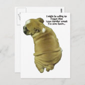 Bulldog Puppy Liebe Handles und Bacon Postkarte (Vorne/Hinten)