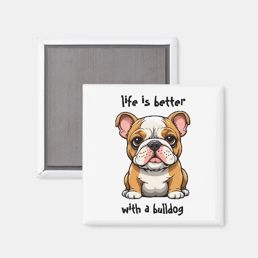 Bulldog Puppy Magnet (Vorderseite/Rückseite)