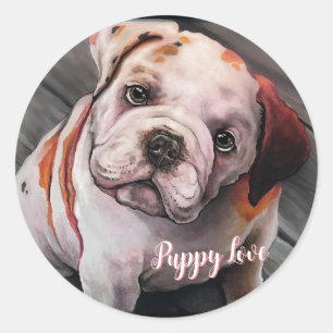 Bulldog Puppy Runder Aufkleber