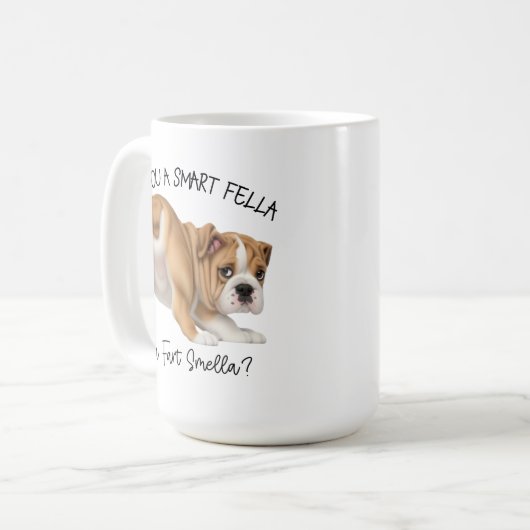Bulldog Puppy Smart Fella Furz Smella Kaffeetasse (Vorderseite Links)