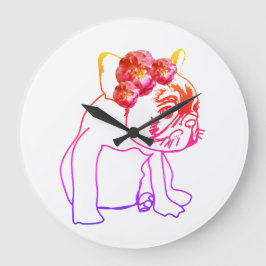 Bulldog-Puppy-Sweet-Hunde-Uhr Große Wanduhr