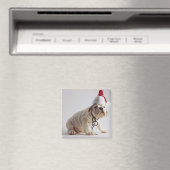 Bulldog Puppy Wear Weihnachtsmannmütze Magnet (In Situ (Geschirrspüler))