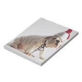 Bulldog Puppy Wear Weihnachtsmannmütze Notizblock (Rotiert)