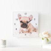 Bulldog Quadratische Wanduhr (Zuhause)