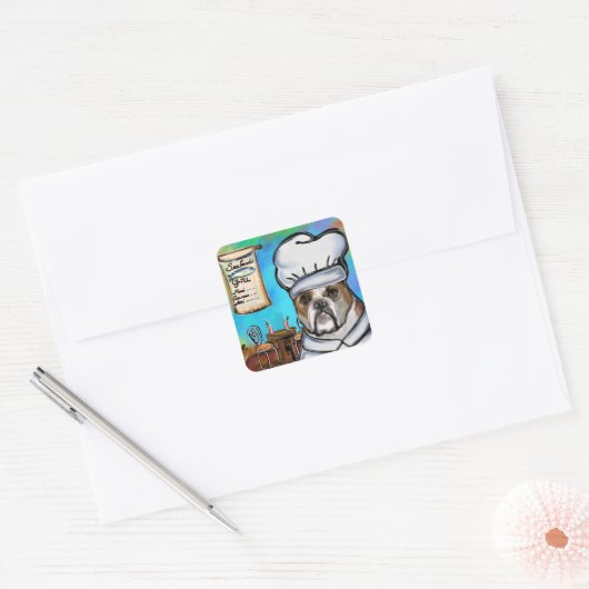 Bulldog Quadratischer Aufkleber (Umschlag)