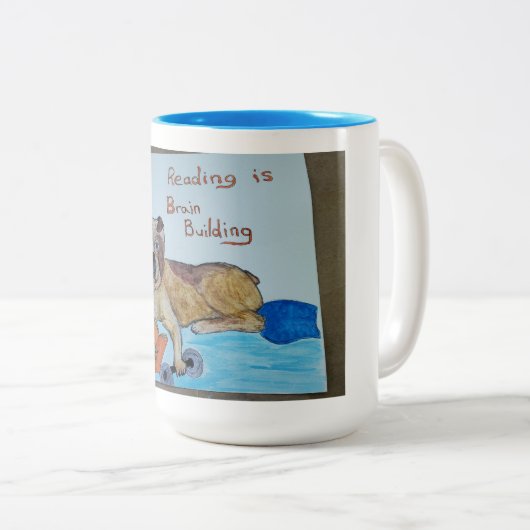 Bulldog Reading Mug Zweifarbige Tasse (VorderseiteRechts)