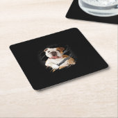 Bulldog Rechteckiger Pappuntersetzer (angewinkelt)