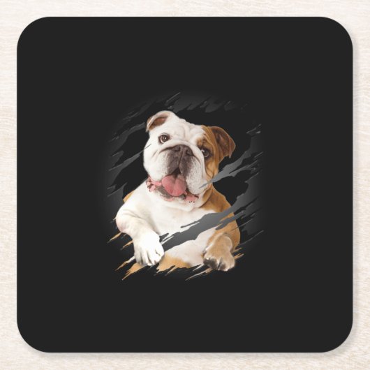 Bulldog Rechteckiger Pappuntersetzer (Vorderseite)