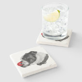 Bulldog Red Accent Coaster Steinuntersetzer (Seitenansicht)