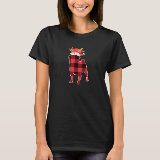 Bulldog Red Buffalo Kariert Matching Christmas Pj T-Shirt (Vorderseite)