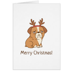 Bulldog-Rentier-Geweih Frohe Weihnachtsgrüße