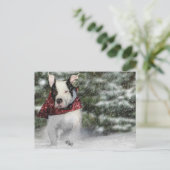 Bulldog Rescue Pup Dashing durch den Schnee Postkarte (Stehend Vorderseite)