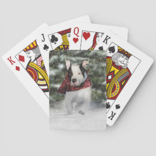 Bulldog Rescue Pup Dashing durch den Schnee Spielkarten
