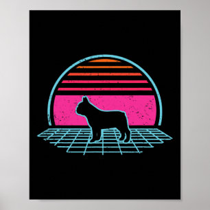 Bulldog Retro Vintag 80er Style Dog Lover Geschenk Poster