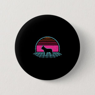 Bulldog Retro Vintage 80er Jahre Stil Hunde Liebha Button