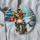 Bulldog Riding Motorrad Weihnachten Button (Beispiel)